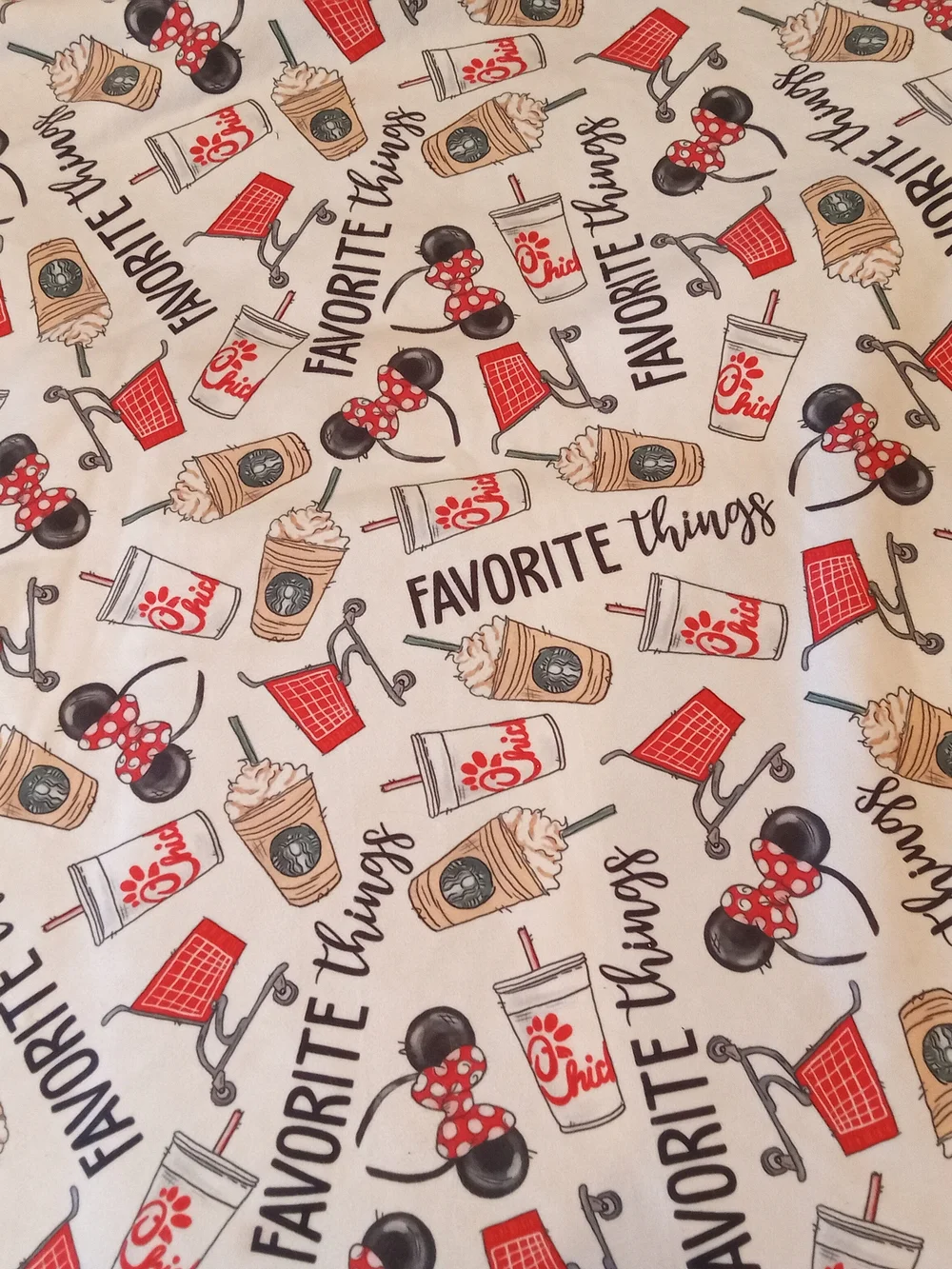 Starbucks & Minnie Pattern Cozy Sherpa Blanket Chic Fil A And Target